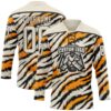 Custom Cream Orange-Black Tiger Stripes Print Hockey Lace Neck Jersey