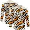 Custom Cream Orange-Black Tiger Stripes Print Hockey Lace Neck Jersey