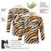Custom Cream Orange-Black Tiger Stripes Print Hockey Lace Neck Jersey