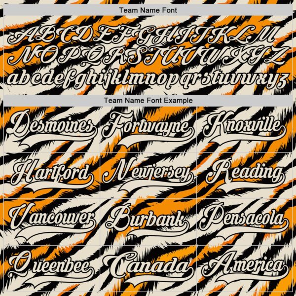 Custom Cream Orange-Black Tiger Stripes Print Hockey Lace Neck Jersey