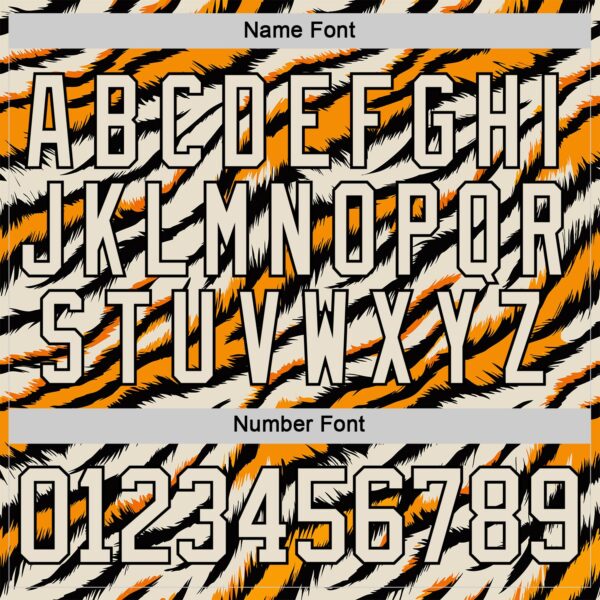 Custom Cream Orange-Black Tiger Stripes Print Hockey Lace Neck Jersey