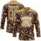 Custom Brown Old Gold Black-White Leopard Print Hockey Lace Neck Jersey