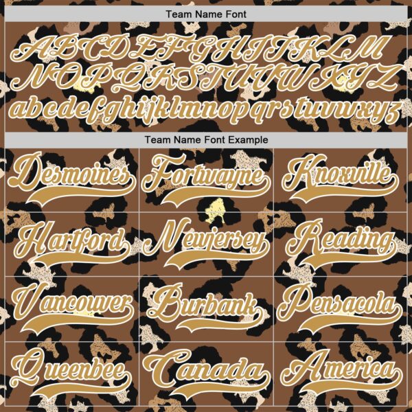 Custom Brown Old Gold Black-White Leopard Print Hockey Lace Neck Jersey