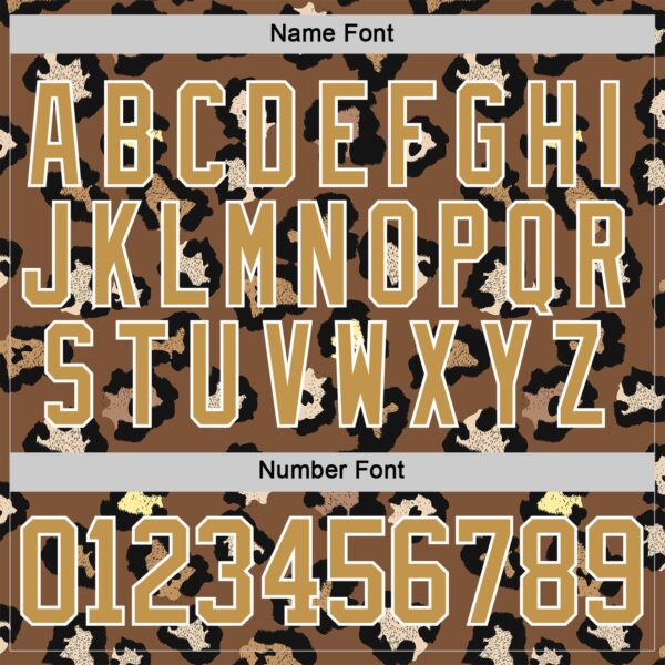 Custom Brown Old Gold Black-White Leopard Print Hockey Lace Neck Jersey