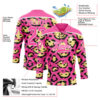 Custom Pink Yellow Black-White Leopard Print Hockey Lace Neck Jersey