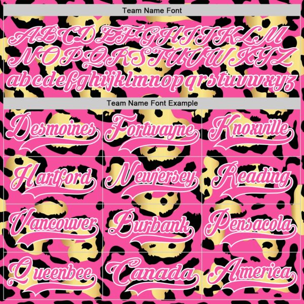 Custom Pink Yellow Black-White Leopard Print Hockey Lace Neck Jersey