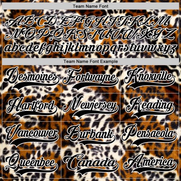 Custom Black Brown Cream-White Leopard Print Hockey Lace Neck Jersey