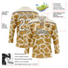 Custom Cream Old Gold-Black Giraffe Print Hockey Lace Neck Jersey