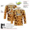 Custom Yellow Cream Brown-Black Giraffe Print Hockey Lace Neck Jersey