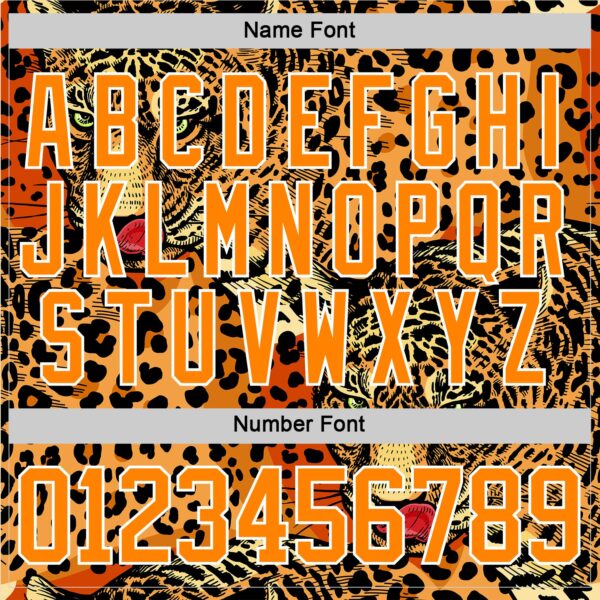 Custom Bay Orange Black-White Leopard Print Hockey Lace Neck Jersey
