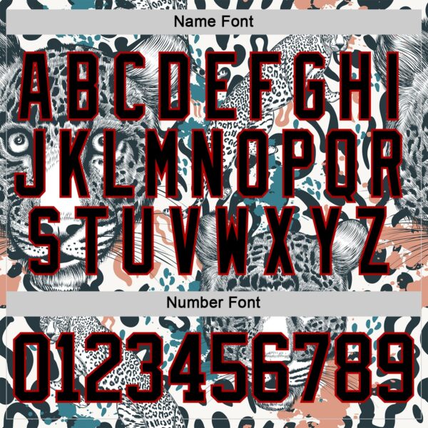 Custom White Black Blue-Red Leopard Hockey Lace Neck Jersey