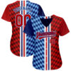 Custom Figure Red-Royal 3D Pattern Design Authentic Baseball Jersey