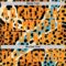 Custom Bay Orange Blue Black-Cream Animal Print Hockey Lace Neck Jersey