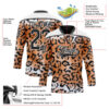Custom Brown Black-White Leopard Print Hockey Lace Neck Jersey