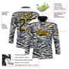Custom White Black-Gold Zebra Print Hockey Lace Neck Jersey