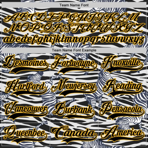 Custom White Black-Gold Zebra Print Hockey Lace Neck Jersey