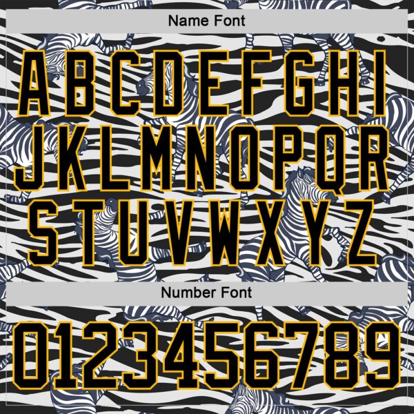 Custom White Black-Gold Zebra Print Hockey Lace Neck Jersey