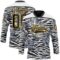Custom White Black-Gold Zebra Print Hockey Lace Neck Jersey