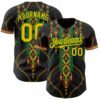 Custom Black Gold Grass Green-Red Black History Month Africa Tribal Authentic Baseball Jersey