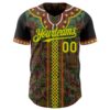 Custom Black Gold Grass Green-Red Black History Month Africa Tribal Authentic Baseball Jersey