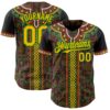 Custom Black Gold Grass Green-Red Black History Month Africa Tribal Authentic Baseball Jersey