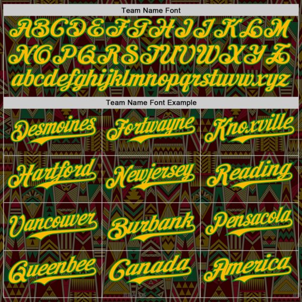 Custom Black Gold Grass Green-Red Black History Month Africa Tribal Authentic Baseball Jersey