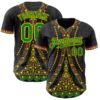 Custom Black Grass Green Gold-Red Black History Month Africa Tribal Authentic Baseball Jersey