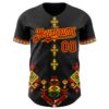 Custom Black Red Gold-Green Black History Month Africa Tribal Authentic Baseball Jersey