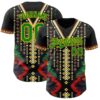 Custom Black Grass Green Red-Gold Black History Month Africa Tribal Authentic Baseball Jersey