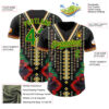 Custom Black Grass Green Red-Gold Black History Month Africa Tribal Authentic Baseball Jersey