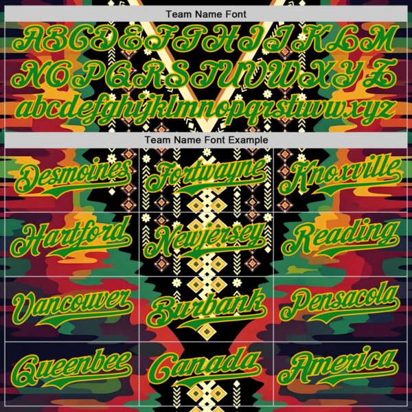 Custom Black Grass Green Red-Gold Black History Month Africa Tribal Authentic Baseball Jersey