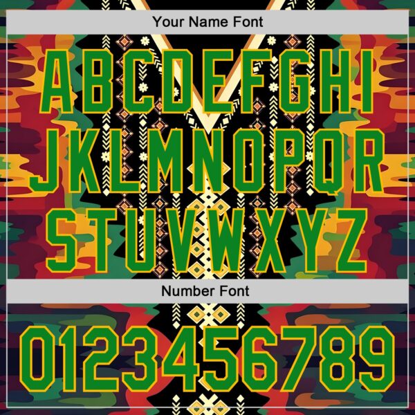 Custom Black Grass Green Red-Gold Black History Month Africa Tribal Authentic Baseball Jersey