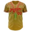 Custom Old Gold Red-Green Black History Month Africa Tribal Authentic Baseball Jersey