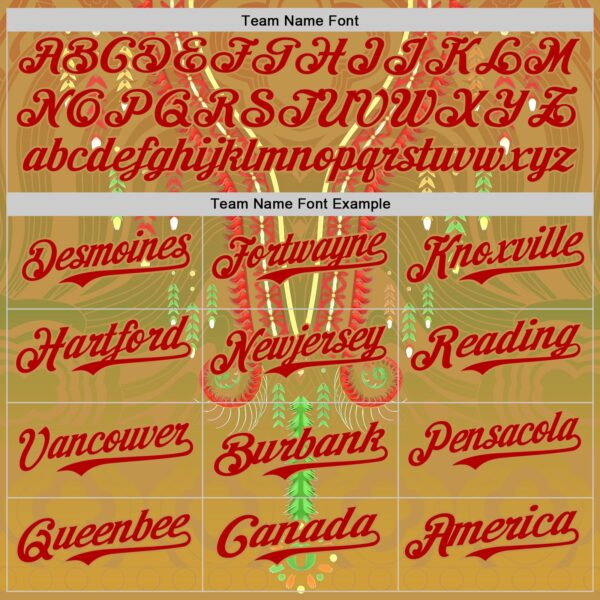 Custom Old Gold Red-Green Black History Month Africa Tribal Authentic Baseball Jersey