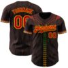 Custom Brown Red Gold-Green Black History Month Africa Tribal Authentic Baseball Jersey