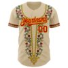 Custom City Cream Red Gold-Green Black History Month Africa Tribal Authentic Baseball Jersey
