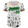 Custom White Grass Green Red Yellow-Black Black History Month Africa Tribal Authentic Baseball Jersey