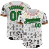 Custom White Grass Green Red Yellow-Black Black History Month Africa Tribal Authentic Baseball Jersey