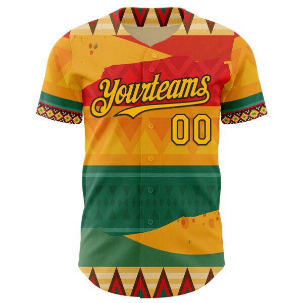 Custom Yellow Gold Red Green-Black Black History Month Africa Tribal Authentic Baseball Jersey