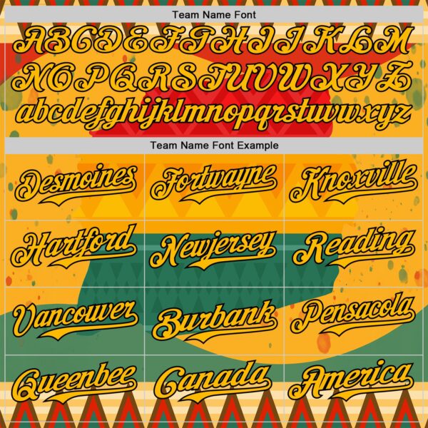 Custom Yellow Gold Red Green-Black Black History Month Africa Tribal Authentic Baseball Jersey