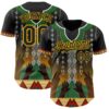 Custom Black Green Gold-Red Black History Month Africa Tribal Authentic Baseball Jersey