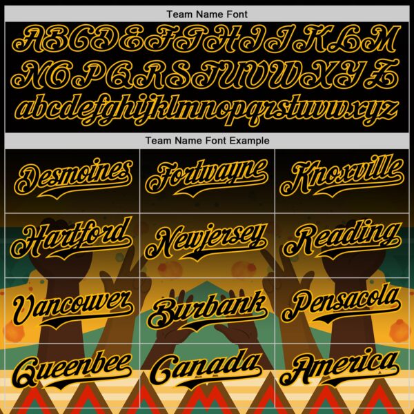 Custom Black Green Gold-Red Black History Month Africa Tribal Authentic Baseball Jersey