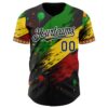 Custom Black Green Yellow Red-White Black History Month Africa Tribal Authentic Baseball Jersey