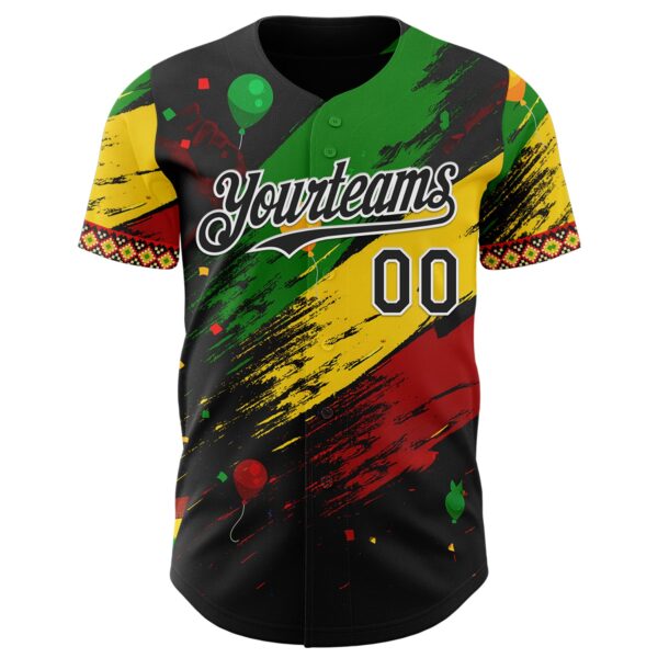 Custom Black Green Yellow Red-White Black History Month Africa Tribal Authentic Baseball Jersey