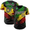 Custom Black Green Yellow Red-White Black History Month Africa Tribal Authentic Baseball Jersey