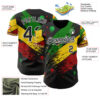 Custom Black Green Yellow Red-White Black History Month Africa Tribal Authentic Baseball Jersey