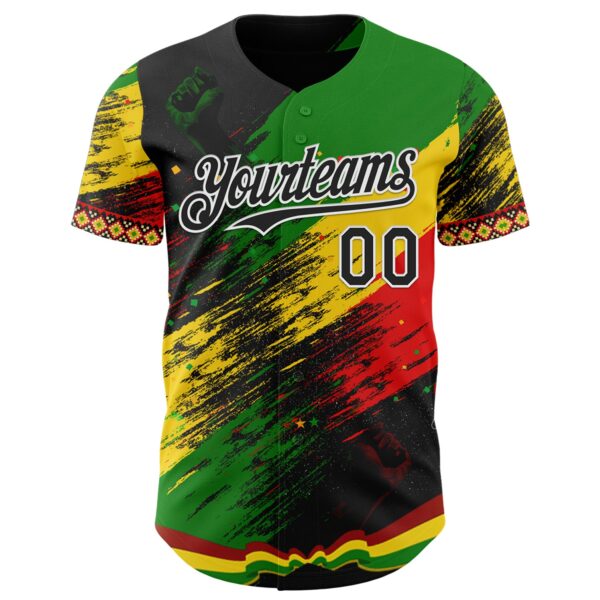 Custom Black Green Yellow Red-White Black History Month Africa Tribal Authentic Baseball Jersey