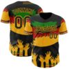 Custom Black Green Red-Gold Black History Month Africa Tribal Authentic Baseball Jersey