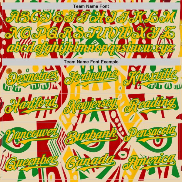 Custom City Cream Gold Red-Grass Green Black History Month Africa Tribal Authentic Baseball Jersey
