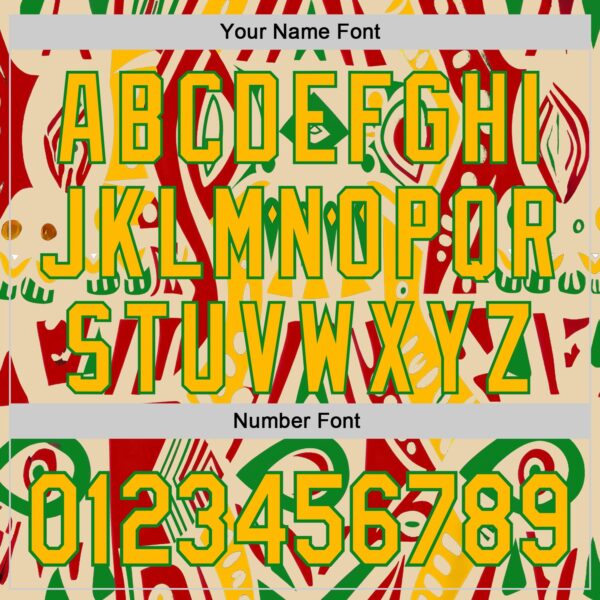 Custom City Cream Gold Red-Grass Green Black History Month Africa Tribal Authentic Baseball Jersey